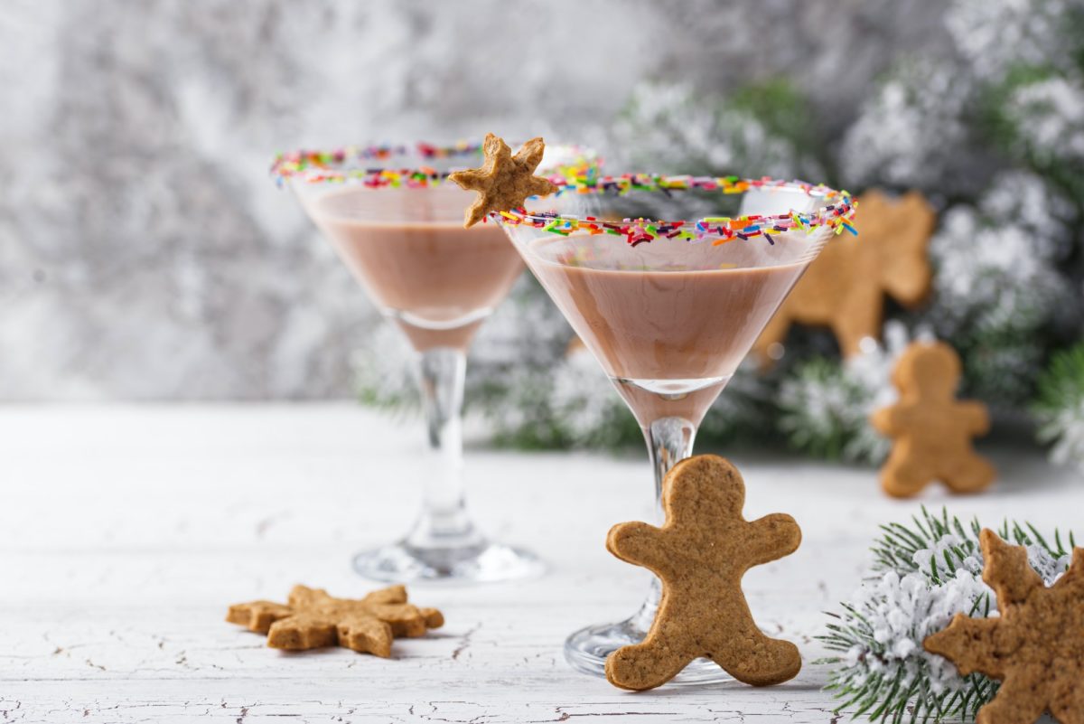 Sugar cookie martini with sprinkles rim
